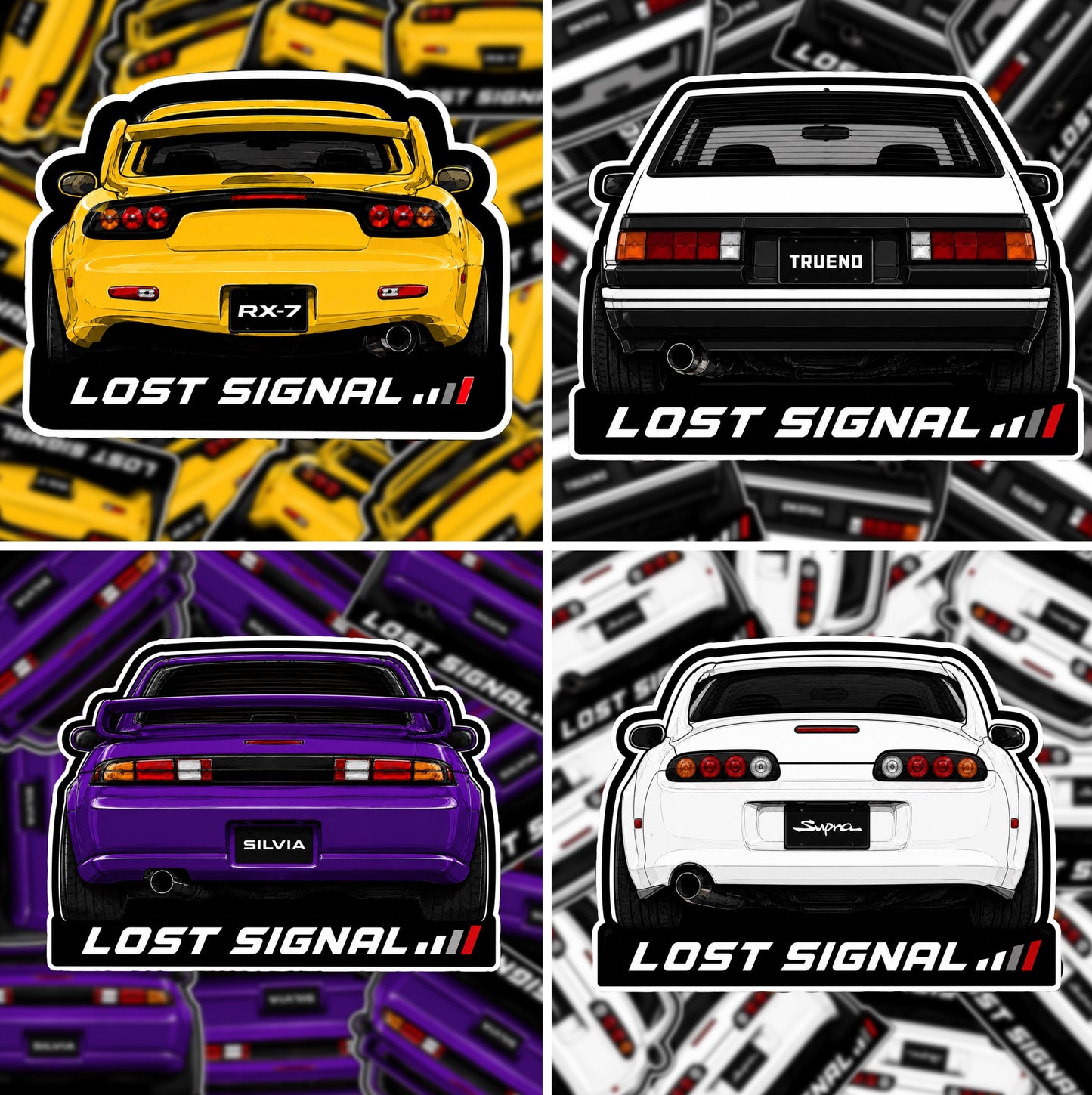 JDM Rearview Sticker Bundle (4 Pack)